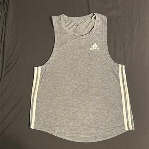 Adidas Heather Gray Tank with White Stripes